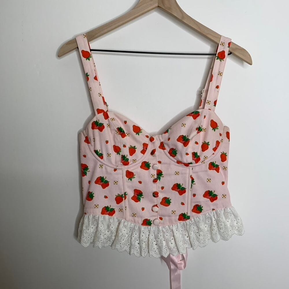DollsKill Strawberry Shortcake Meadow Greeting Corset Top Strawberry Medium
